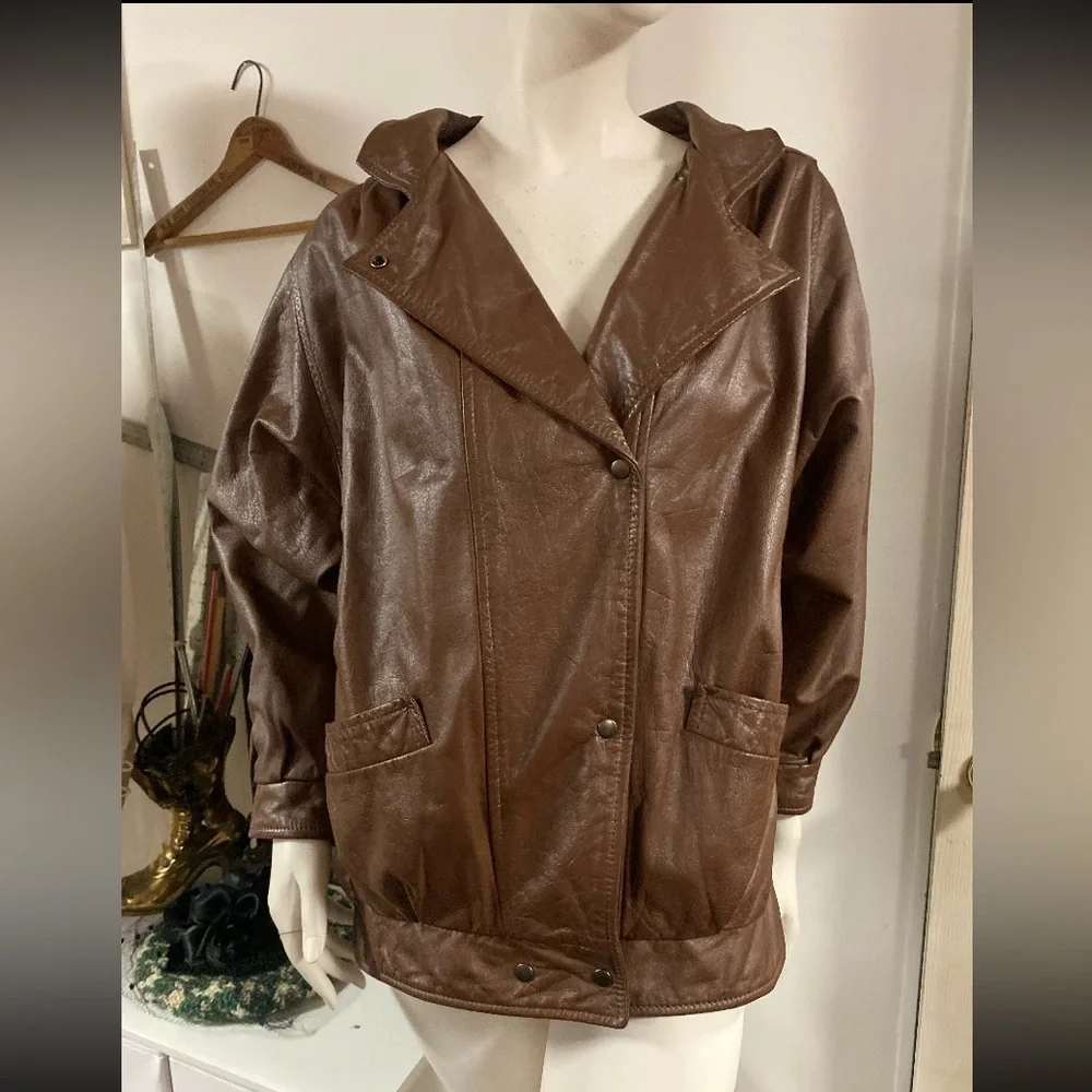 Avanti Vintage 80s Brown Leather Jacket